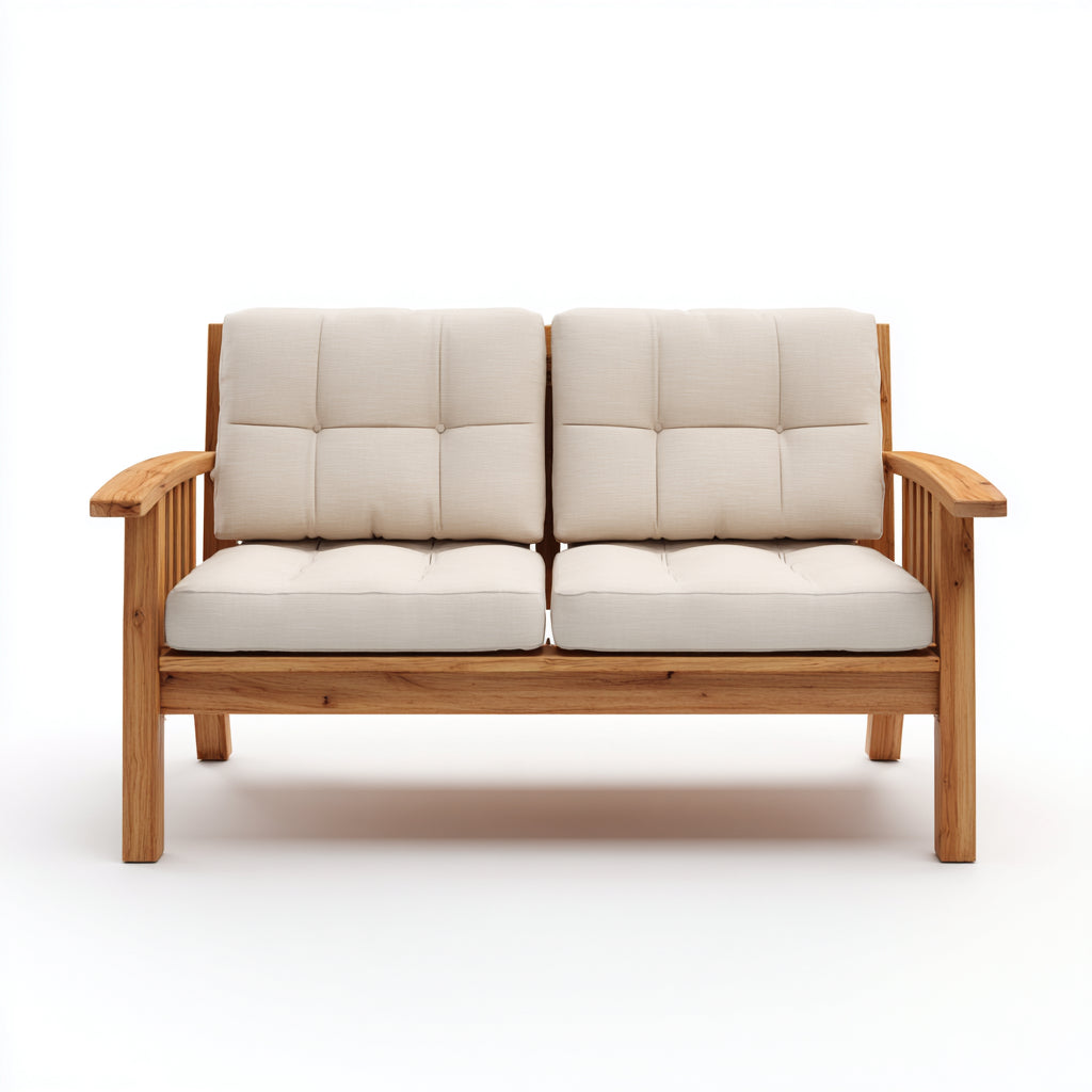 Divani da esterno in legno 145x78x82 cm per giardino - beige-marrone chiaro - design a due posti