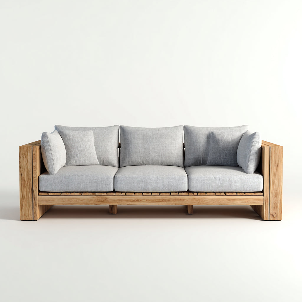 Divani da esterno in legno 205x82x76 cm per giardino - grigio chiaro-marrone chiaro - design moderno