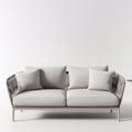 Divani da esterno in metallo e tessuto 170x78x78 cm per giardino - beige-bianco - stile moderno