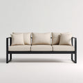 Divani da esterno in metallo e tessuto 190x75x78 cm - nero-beige per giardino - design moderno lineare