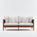 Divani da esterno in legno e tessuto 170x75x78 cm per giardino - bianco-marrone - stile moderno
