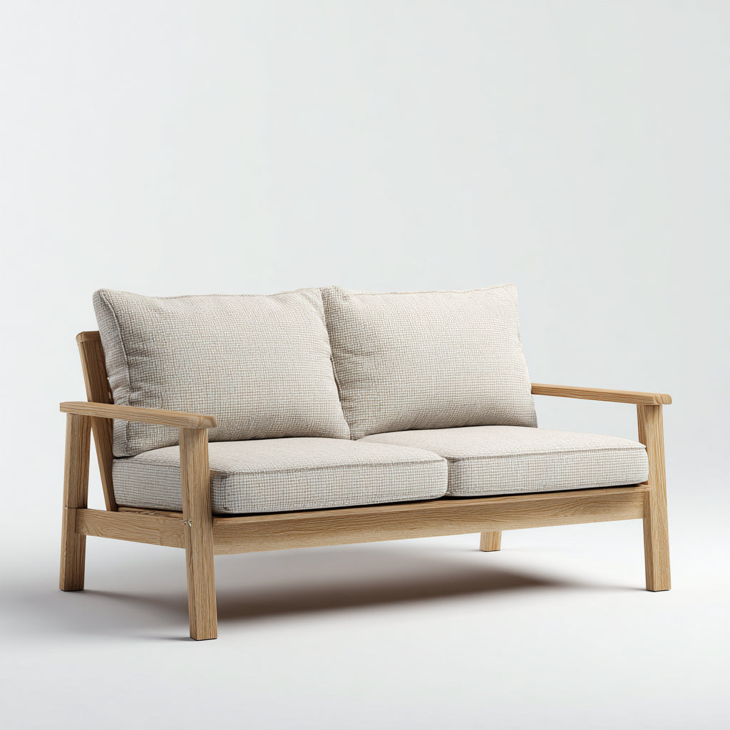 Divani da esterno in legno 158x74x76 cm per giardino - beige-marrone chiaro - design naturale a due posti