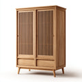 Armadio 2 ante scorrevoli con 2 cassetti in legno chiaro 120x50x180 cm - legno chiaro - design moderno per camera da letto
