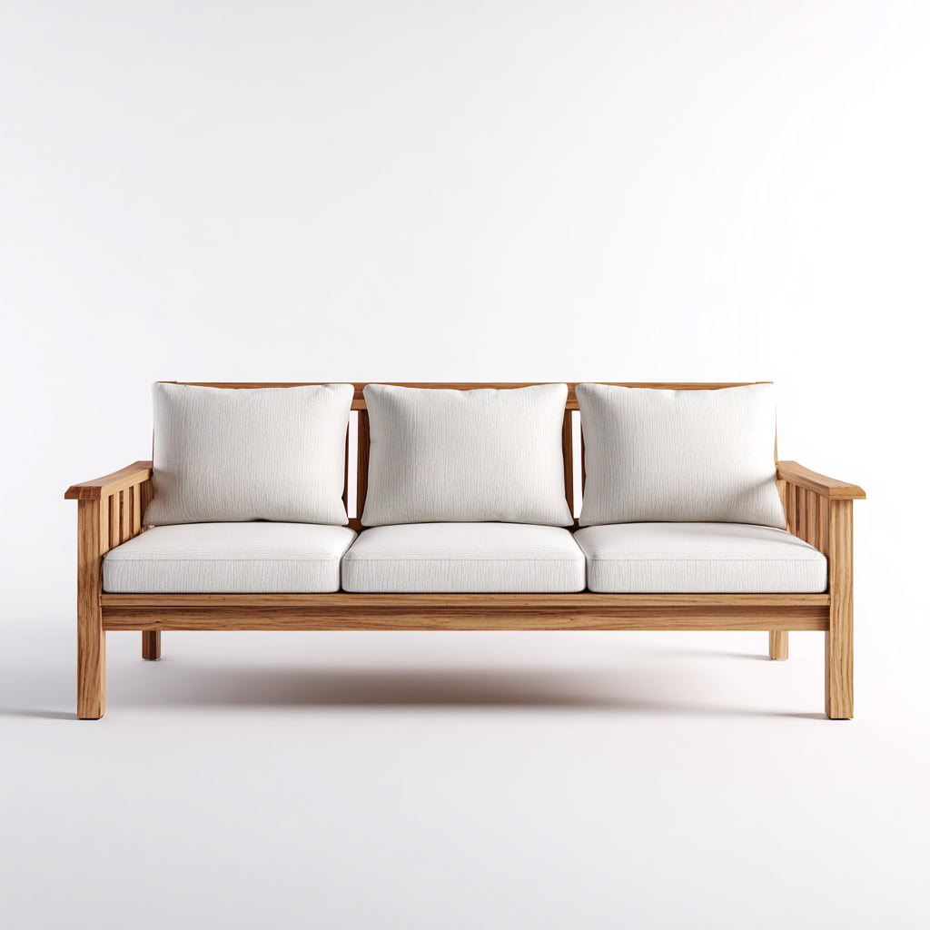 Divani da esterno in legno e tessuto 190x75x78 cm per giardino - bianco-marrone - stile moderno
