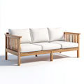 Divani da esterno in legno e tessuto 205x80x82 cm - marrone-bianco per giardino - design naturale classico