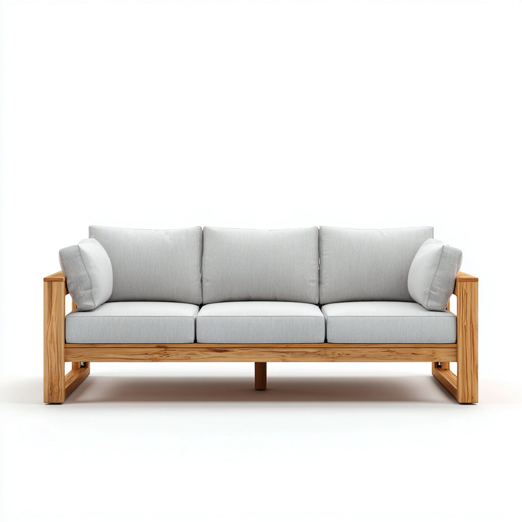 Divani da esterno in legno 210x80x76 cm per giardino - grigio chiaro-marrone chiaro - design lineare moderno