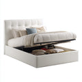 Letto matrimoniale contenitore in similpelle 215x180x110 cm per camera da letto - bianco - stile moderno