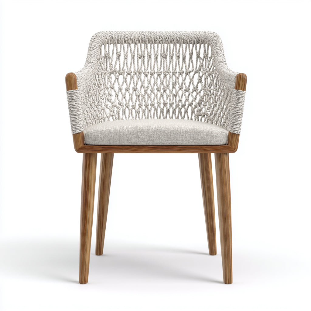 Sedie da giardino in rattan e legno 60x62x80 cm per giardino - grigio-beige-marrone - design avvolgente naturale