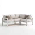 Divani da esterno in metallo e tessuto 220x160x78 cm per giardino - crema-bianco - stile moderno angolare
