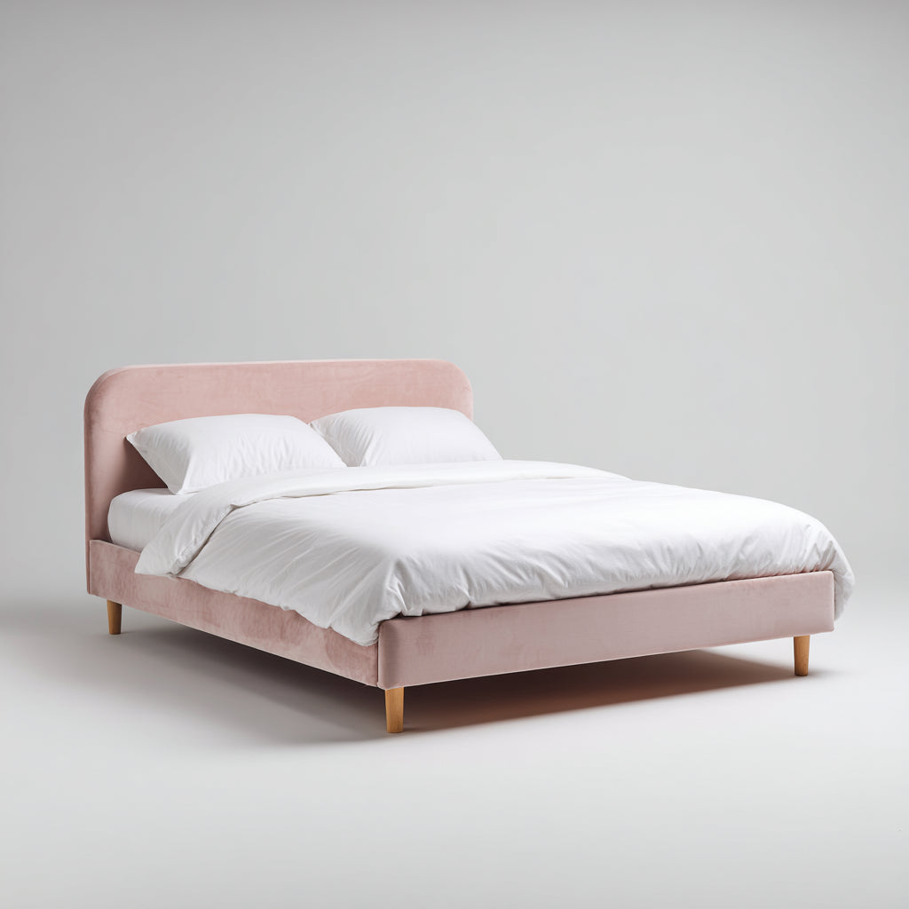 Letto matrimoniale in tessuto vellutato 210x170x95 cm per camera da letto - rosa - stile moderno