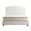 Letto matrimoniale in similpelle 215x180x120 cm per camera da letto - avorio - stile classico