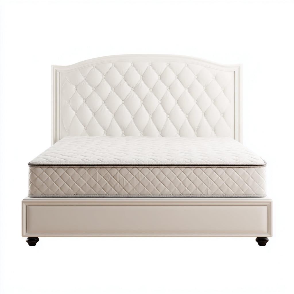 Letto matrimoniale in similpelle 215x180x120 cm per camera da letto - avorio - stile classico