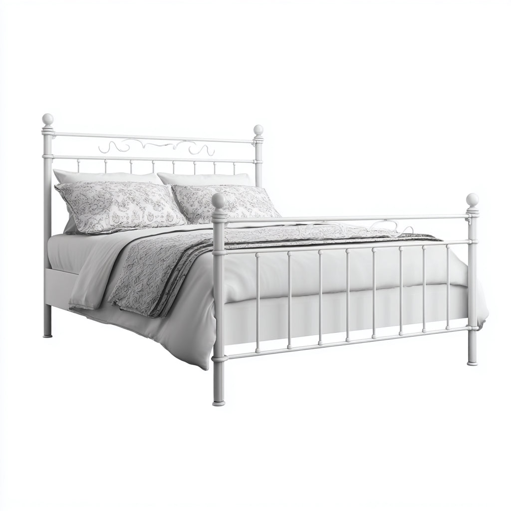 Letto matrimoniale in metallo 210x170x110 cm per camera da letto - bianco - stile classico