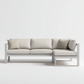 Divani da esterno angolare in metallo e tessuto 235x165x80 cm - bianco-beige per giardino - design moderno modulare