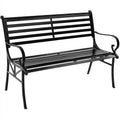 Panca da giardino in metallo nero 125x60x82 cm - per giardino - design classico elegante