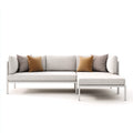 Divani da esterno angolare in metallo e tessuto 240x165x78 cm - bianco-beige per giardino - design moderno leggero