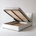 Letto matrimoniale contenitore in similpelle 215x175x100 cm per camera da letto - bianco - stile moderno