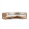 Divani da esterno angolari in legno 255x175x80 cm per giardino - beige-marrone chiaro - design modulare