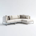 Divani da esterno in metallo e tessuto 220x160x78 cm per giardino - crema-argento - stile moderno angolare
