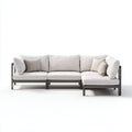Divani da esterno angolare in metallo e tessuto 235x165x80 cm - grigio-beige per giardino - design moderno modulare