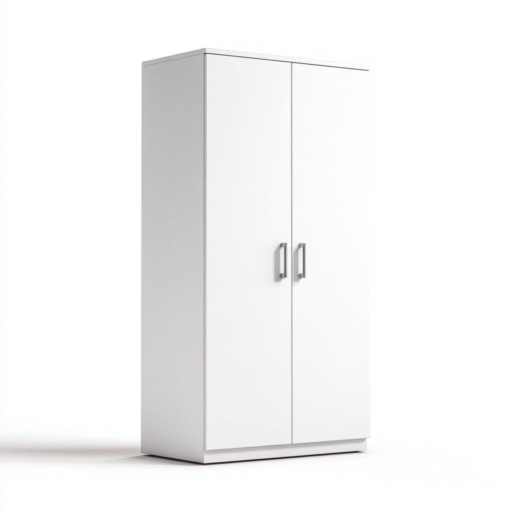 Armadio a battente in legno 80x50x180 cm per camera da letto - bianco - stile moderno