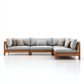 Divani da esterno in legno e tessuto 300x170x78 cm per giardino - grigio-marrone - stile moderno angolare