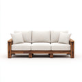 Divani da esterno in legno e tessuto 205x82x80 cm - marrone-bianco per giardino - design rustico moderno