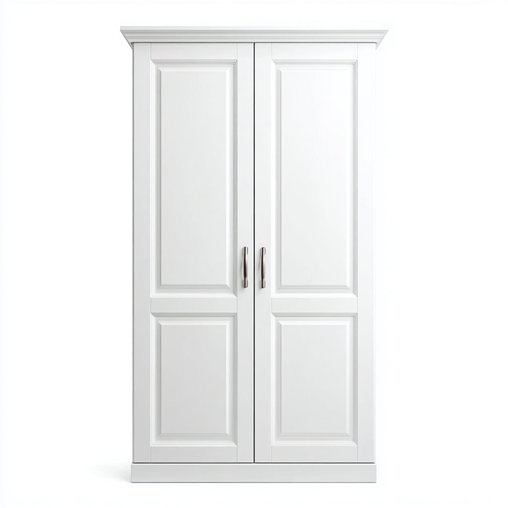 Armadio a battente in legno 90x50x185 cm per camera da letto - bianco - stile classico