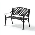 Panca da giardino in metallo nero 118x58x84 cm - per giardino - design classico intrecciato