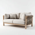 Divani da esterno in legno corda e tessuto 165x80x78 cm - marrone-beige per giardino - design naturale moderno