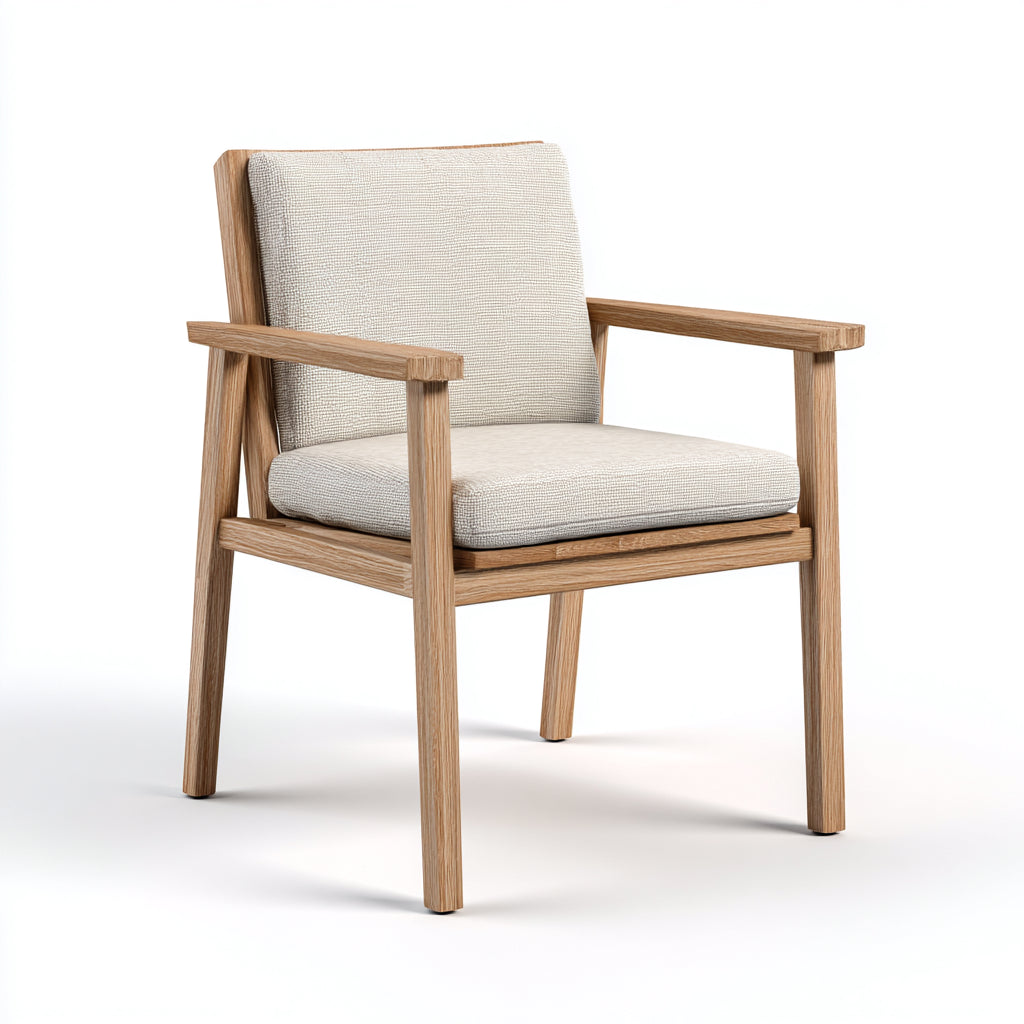 Sedie da giardino in legno con braccioli 58x60x82 cm per giardino - beige-marrone chiaro - design moderno imbottito