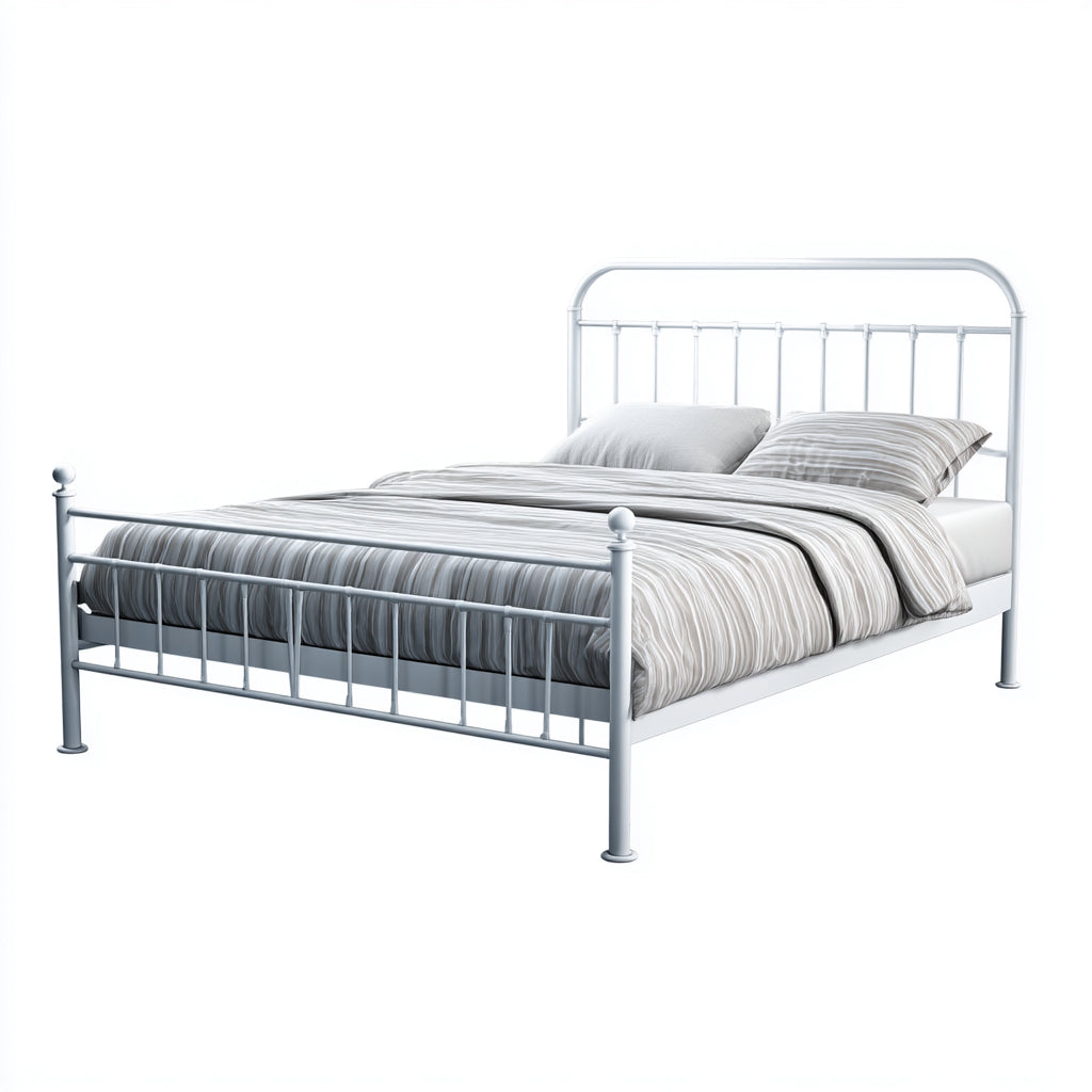 Letto matrimoniale in metallo 210x170x105 cm per camera da letto - bianco - stile classico