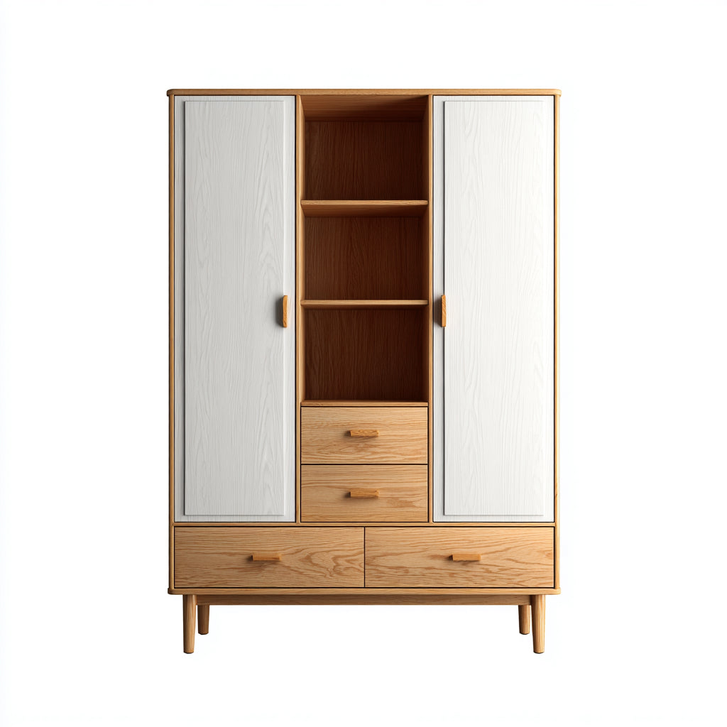 Armadio in legno 100x40x160 cm per camera da letto - bianco-rovere - stile moderno