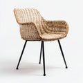 Sedie da giardino in rattan e metallo 58x60x82 cm per giardino - naturale-nero - design intrecciato con braccioli