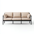 Divani da esterno in metallo e tessuto 195x76x80 cm - nero-beige per giardino - design moderno essenziale