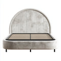 Letto matrimoniale in tessuto vellutato 215x180x120 cm per camera da letto - beige - stile moderno