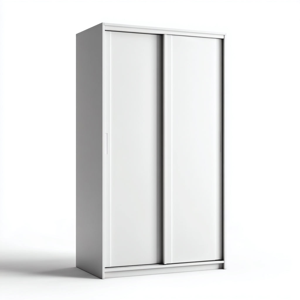 Armadio scorrevole 2 ante in MDF bianco 100x55x200 cm - bianco - design moderno per camera da letto