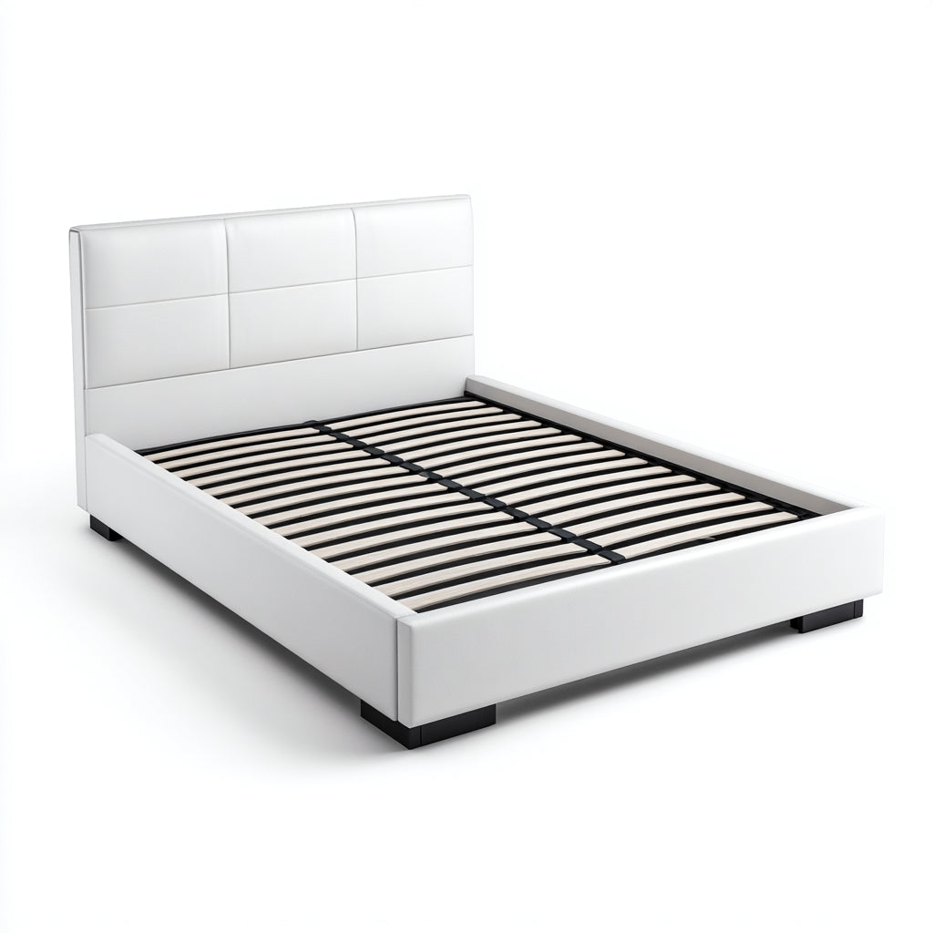 Letto matrimoniale in similpelle 210x170x95 cm per camera da letto - bianco - stile moderno