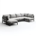 Divani da esterno in metallo e tessuto 260x200x78 cm per giardino - grigio chiaro-nero - stile moderno angolare