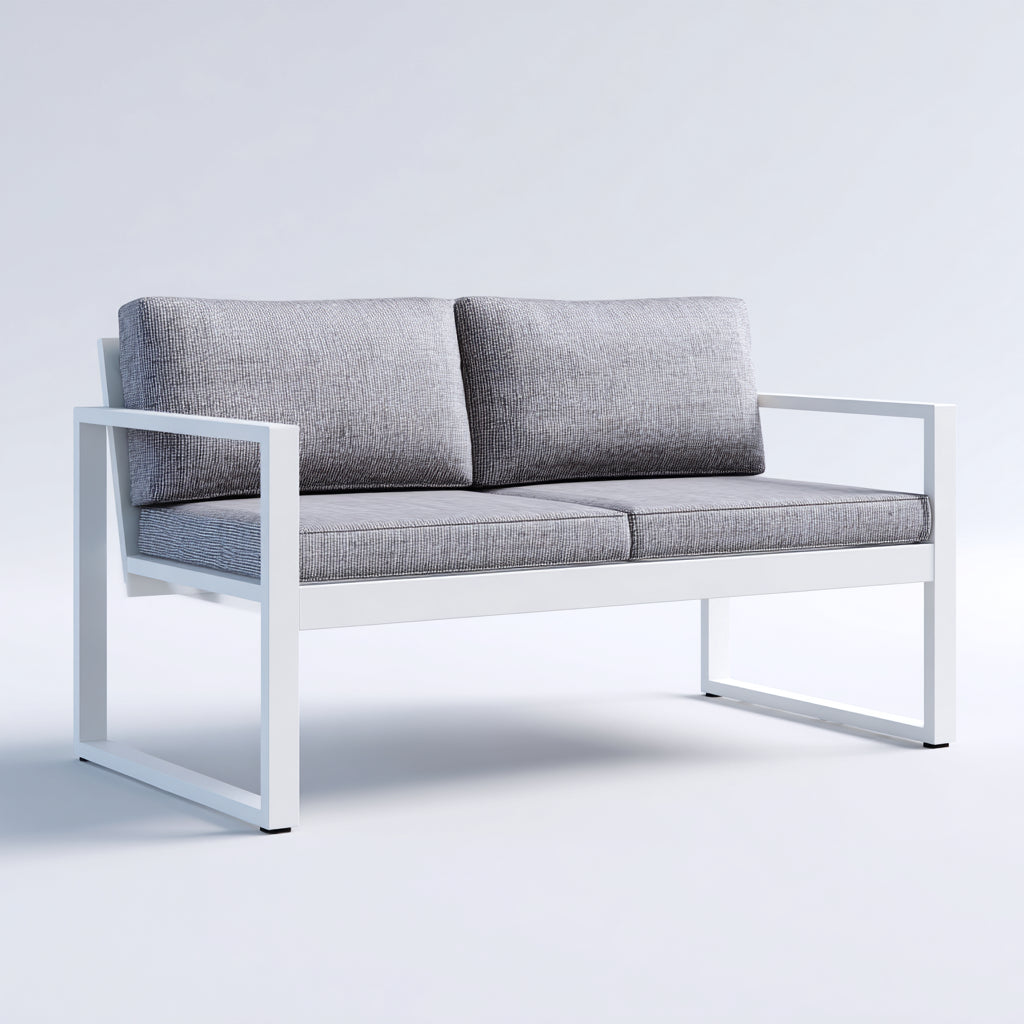 Divani da esterno in metallo e tessuto 160x75x78 cm per giardino - grigio-bianco - stile moderno