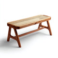 Panca da giardino in legno e intreccio 120x36x45 cm - marrone e naturale - adatte per giardino e terrazza