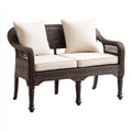 Panca da giardino in rattan sintetico marrone con cuscini beige 128x68x88 cm - per giardino - design classico intrecciato