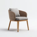 Sedie da giardino in rattan e legno 61x62x81 cm per giardino - grigio-beige-marrone chiaro - design avvolgente imbottito