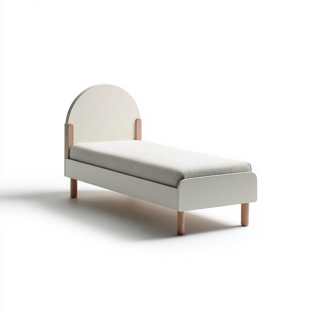Letto per bambini in legno bianco-legno chiaro 198x98x105 cm - per camera da letto - design moderno minimalista