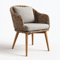 Sedie da giardino in rattan e legno 61x62x81 cm per giardino - grigio-beige-marrone chiaro - design avvolgente imbottito