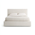 Letto matrimoniale in tessuto a coste 210x180x110 cm per camera da letto - beige - stile moderno