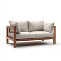 Divani da esterno in legno e tessuto 165x75x78 cm per giardino - beige-marrone - stile moderno