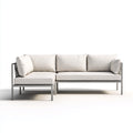 Divani da esterno in metallo e tessuto 220x155x78 cm per giardino - crema-argento - stile moderno angolare