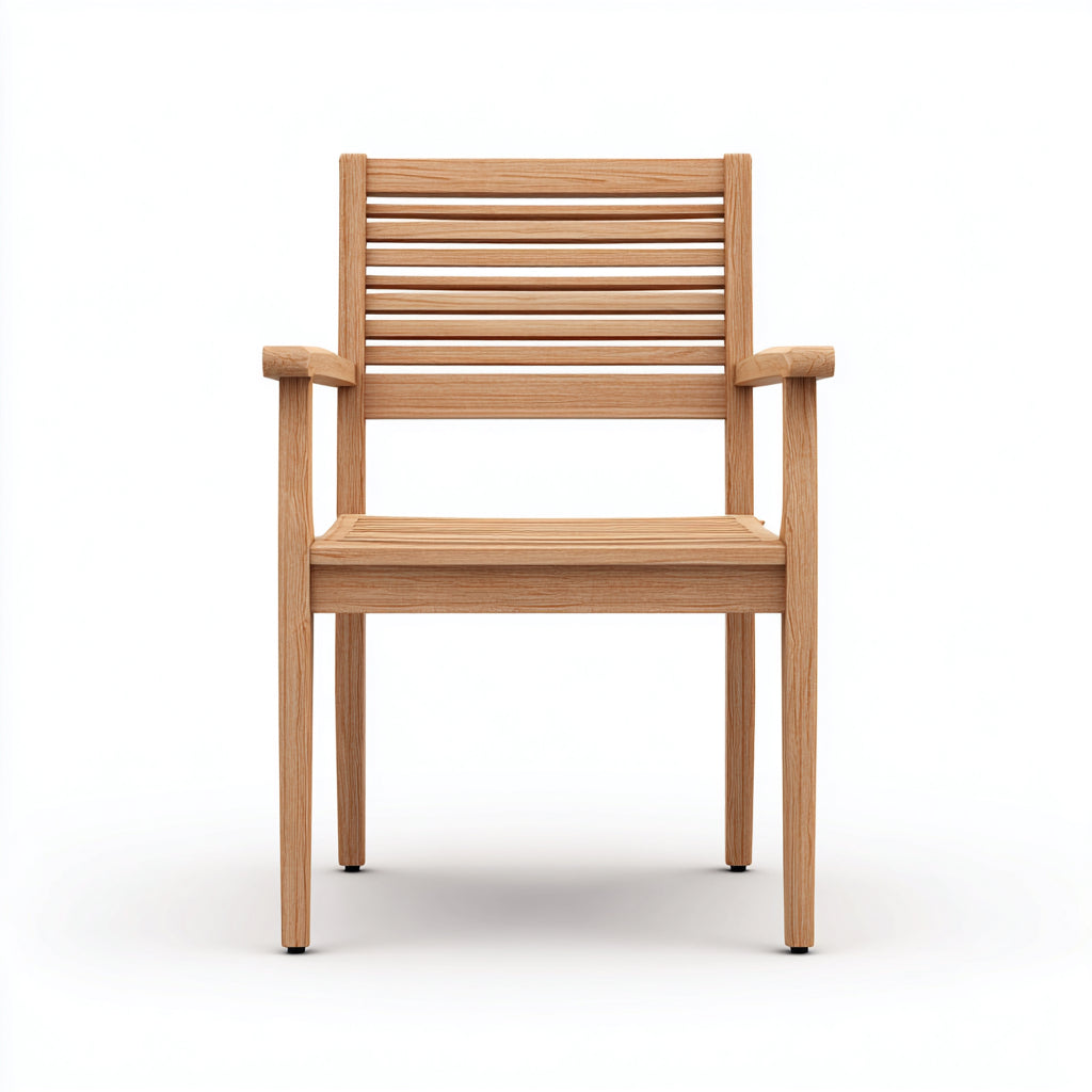 Sedie da giardino in legno con braccioli 56x58x88 cm per giardino - marrone chiaro - design a doghe naturale