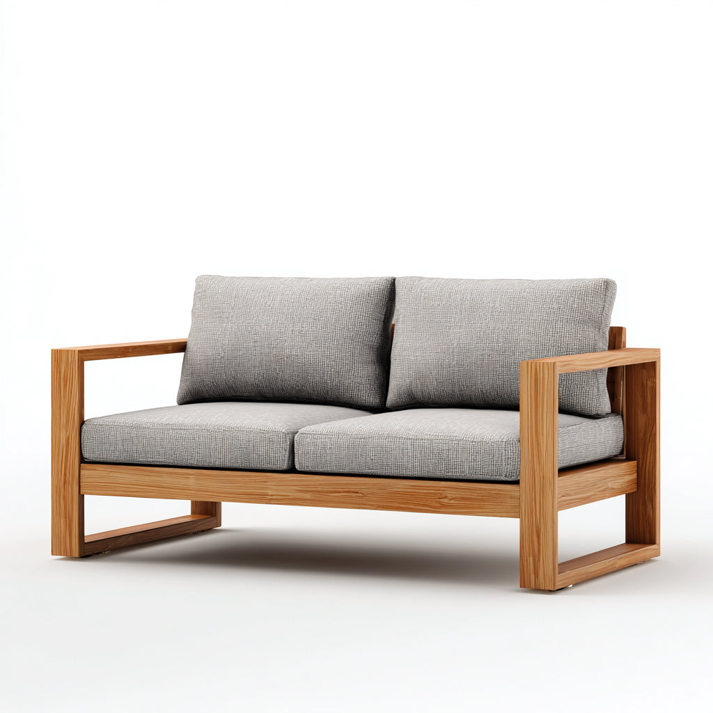 Divani da esterno in legno e tessuto 160x75x78 cm per giardino - grigio-marrone - stile moderno